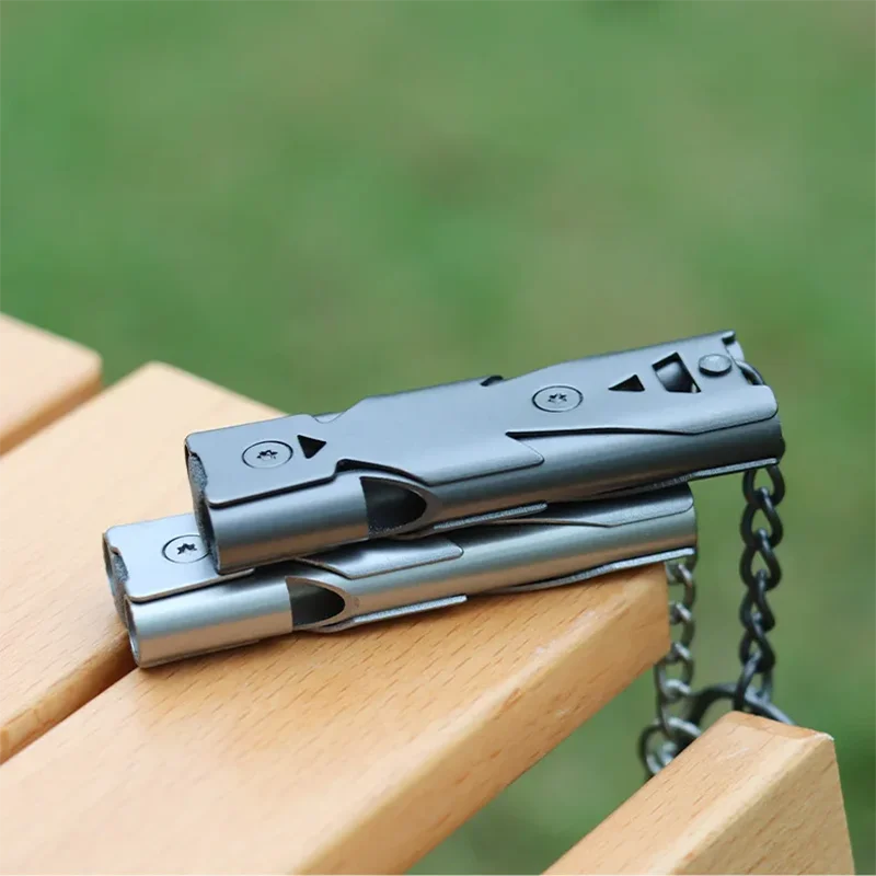 150DB Double Tube High-frequency High Decibel Survival Whistle Outdoor Rescue Steel Metal Survie Accessories Hiking Tool Travel Beauty World Shop