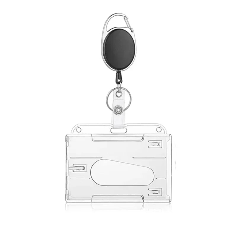 1 Pcs Aluminum Alloy Card Cover Case Bank Business Work Card Holder with ABS Retractable Badge Reel Credit ID Card Badge Bag Beauty World Shop