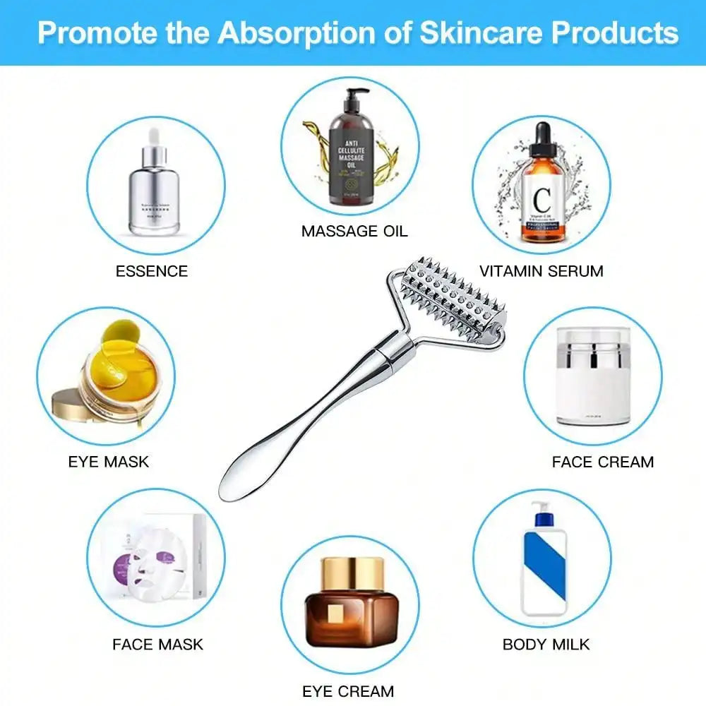 Stainless Steel Facial Massage Roller Deep Tissue Massage Tool for Face, Acupressure Massager Body for Hand, Foot, Neck SPA Care Beauty World Shop