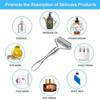 Stainless Steel Facial Massage Roller Deep Tissue Massage Tool for Face, Acupressure Massager Body for Hand, Foot, Neck SPA Care Beauty World Shop
