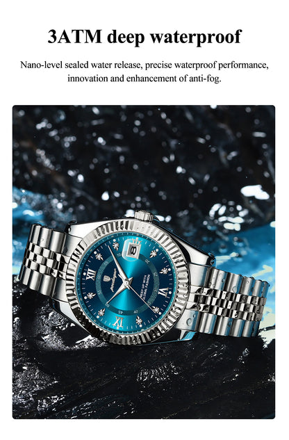 POEDAGAR Original Men Wristwatch Waterproof Luminous Date Business Man Clock Stainless Steel Quartz Military Men's Watches Reloj Beauty World Shop