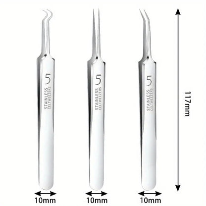 Easy-To-Use Stainless Steel Acne Extractor Set - Hypoallergenic Beauty Tweezers For Clear Skin, Perfect For Beginners Beauty Fashion