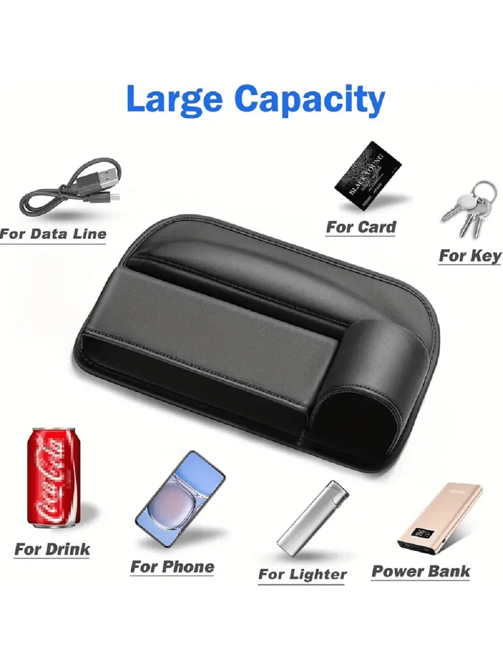 Universal Car Seat Gap Organizer Storage Box Multifunction Leather Crevice Side Storage Pocket Wallet Keys Card with Cup Holder Beauty World Shop
