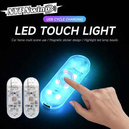 LED Car Mini Touch Light USB Charging Portable Auto Roof Ceiling Reading Night  Lamp Wireless Car Decoration Ambinet Light Beauty World Shop