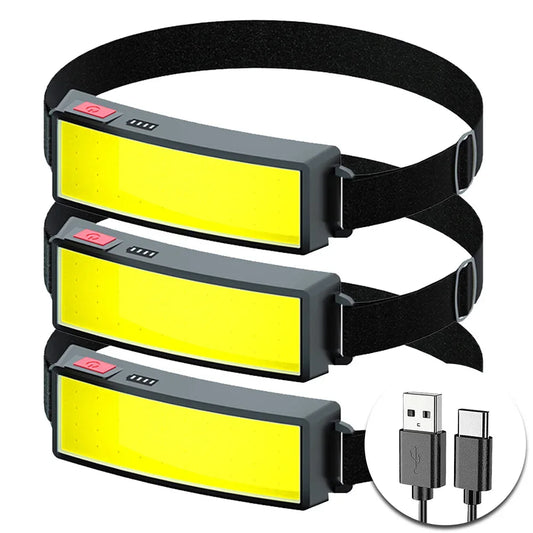 Powerful COB Headlamp Type-c/USB Rechargeable Head Flashlight Built-in Battery Outdoor Fishing Camping Lantern Waterproof Torch Beauty World Shop