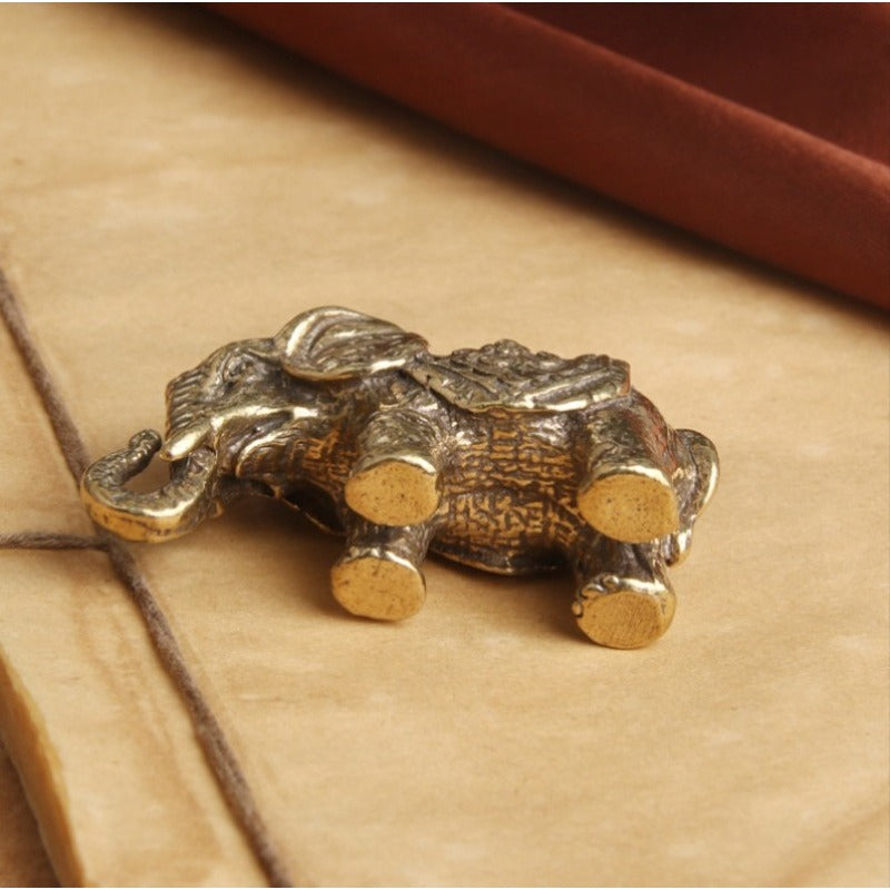 Antique Bronze Minature Elephant Figurines Tea Pet Table Ornament Decorations Solid Copper Animal Crafts Home Decor Living Room Beauty World Shop