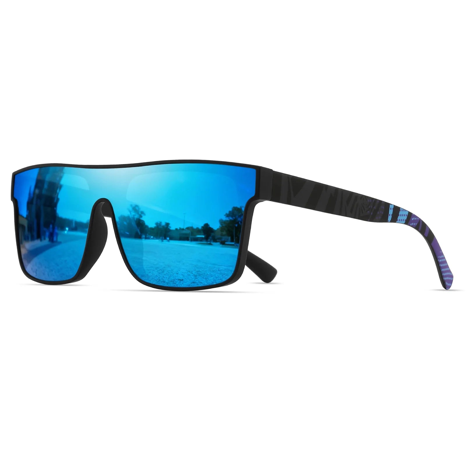 Classic Square Fashion Sports Sunglasses - Patterned Temples, Unisex for Cycling, Hiking, Travel - Perfect Gift Beauty World Shop