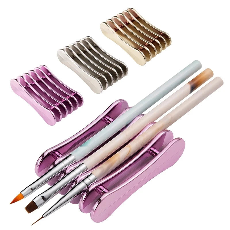 5 Grids Nail Art Painting Brush Holder Nail Brush Rack Painting Pen Rest Holder Stand UV Gel Brush Display Holder Manicre Tools Beauty World Shop