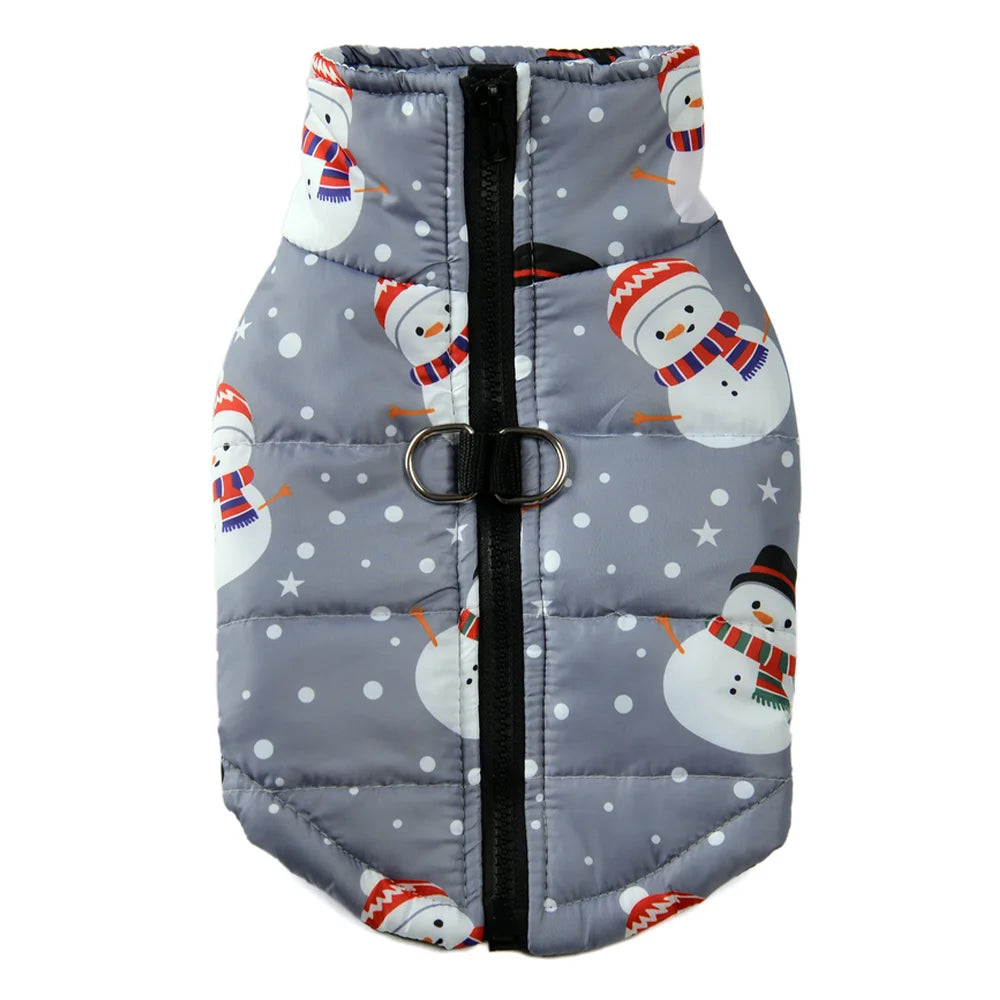 New Year Pet Coat For Christmas Deer Print Dog Jacket With D-ring Waterproof Pets Costume For Small Medium Dogs Bulldog Clothes