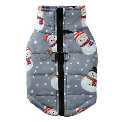 New Year Pet Coat For Christmas Deer Print Dog Jacket With D-ring Waterproof Pets Costume For Small Medium Dogs Bulldog Clothes
