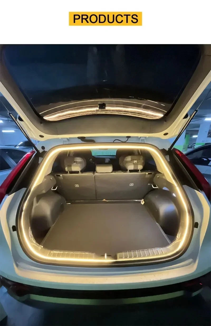 Car high brightness trunk lighting ambient light interior decoration LED wiring free automatic sensing tailgate light strip Beauty World Shop