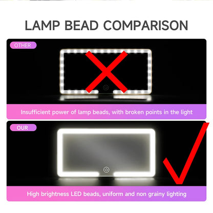Fccemc Car Sun Visor Makeup Mirror LED Touch Screen Adjustable Brightness Auto Interior Makeup HD Mirror Charging Vanity Mirror Beauty World Shop