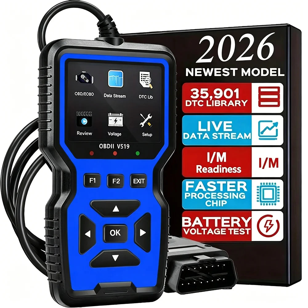 V519 Professional Obd2 Scanner - Usb-Powered Automotive Diagnostic Tool with Real-Time Data Stream, Full-Featured Obd Ii Testing (I/M Ready, Bod2/Eobd), Clears Engine Fault Lights, Reads/Erases Codes for Most Vehicles, Automo Beauty World Shop