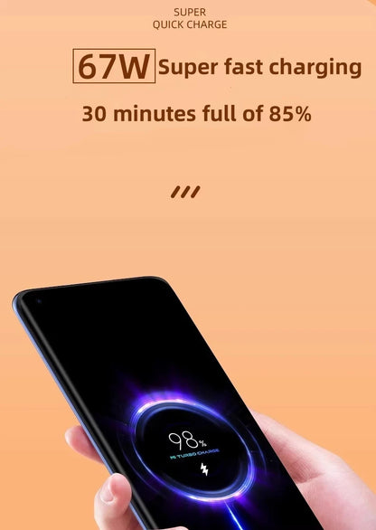 67W USB Fast Charger for xiaomi 14 13 12 11 10 Ultra Note 12T 13 Pro Turbo Quick Charge Type C USB Charging Cable Beauty World Shop