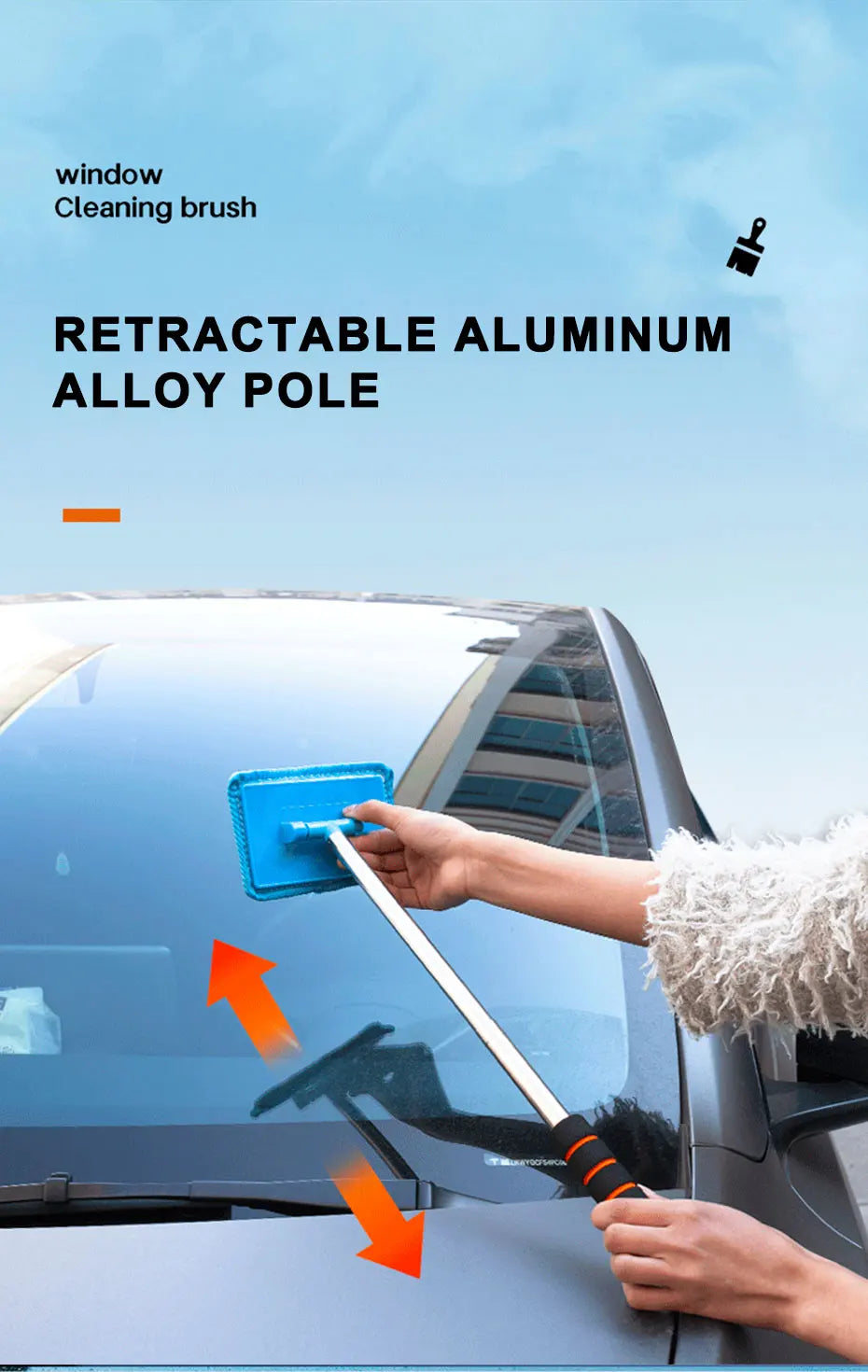 SEAMETAL Car Front Windshield Defogging Brush Telescopic Long handle Car Household Glass Clean Brushes Dust Remover Tool Beauty World Shop