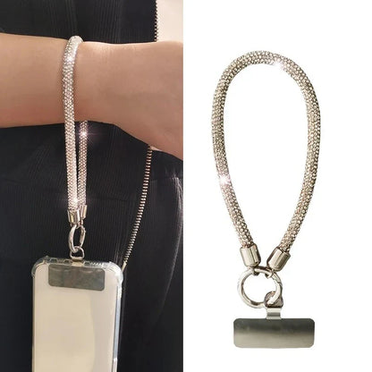 Luxury Full Diamond Phone Lanyard with Metal Clip Universal Short Chain Handheld Wrist Flash Accessory for Mobile Phones Beauty Trend Shop