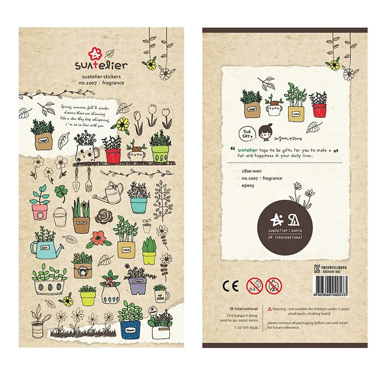 Korean Brand Suatelier Collection Daily Food Vlog Stickers DIY Scrapbooking Journey Diary Stationery Stickers Supplies Beauty World Shop