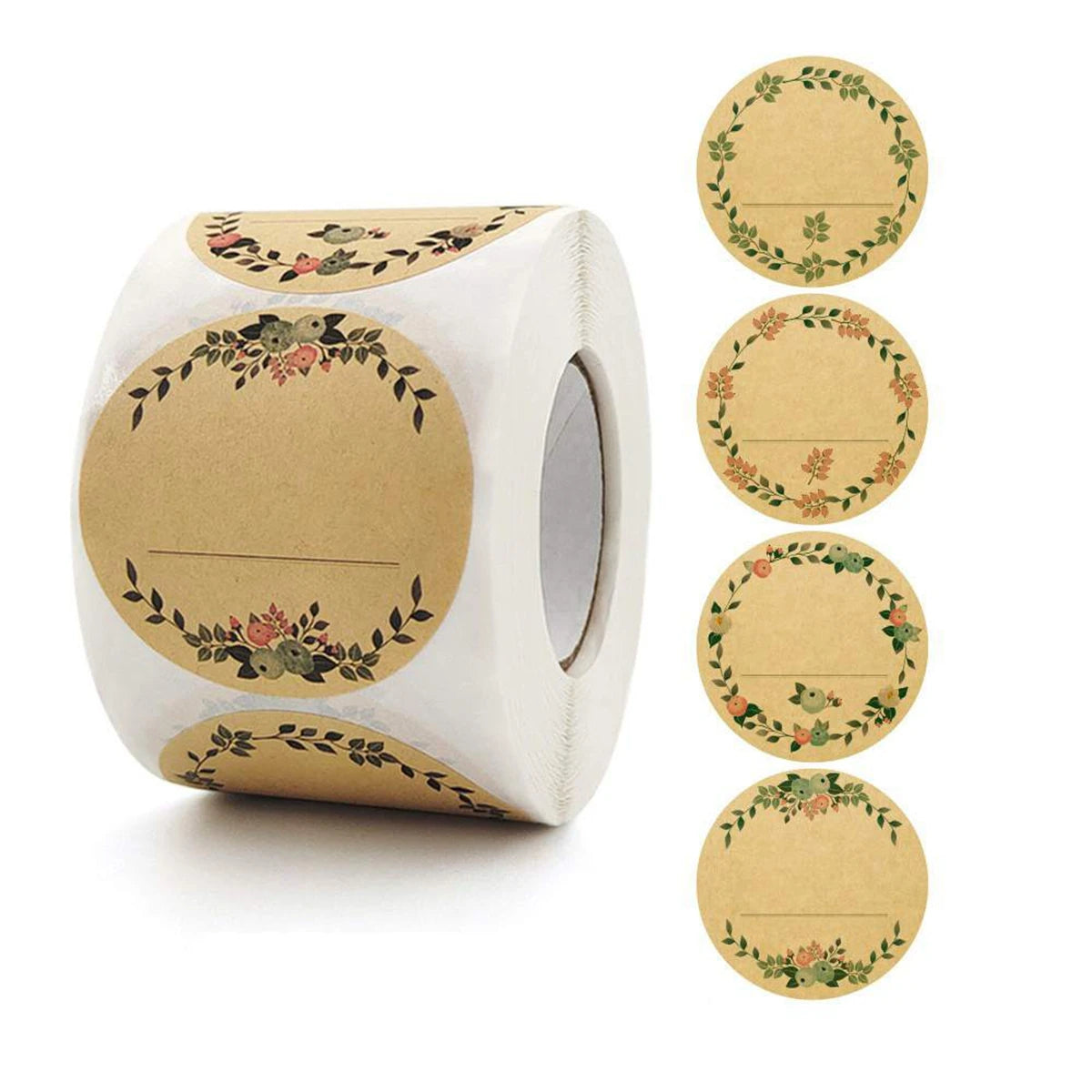 500pcs Round Floral Thank You Stickers Canning Labels for Food Containers Jars,Gift Baking Packing Decor,Can write Beauty World Shop