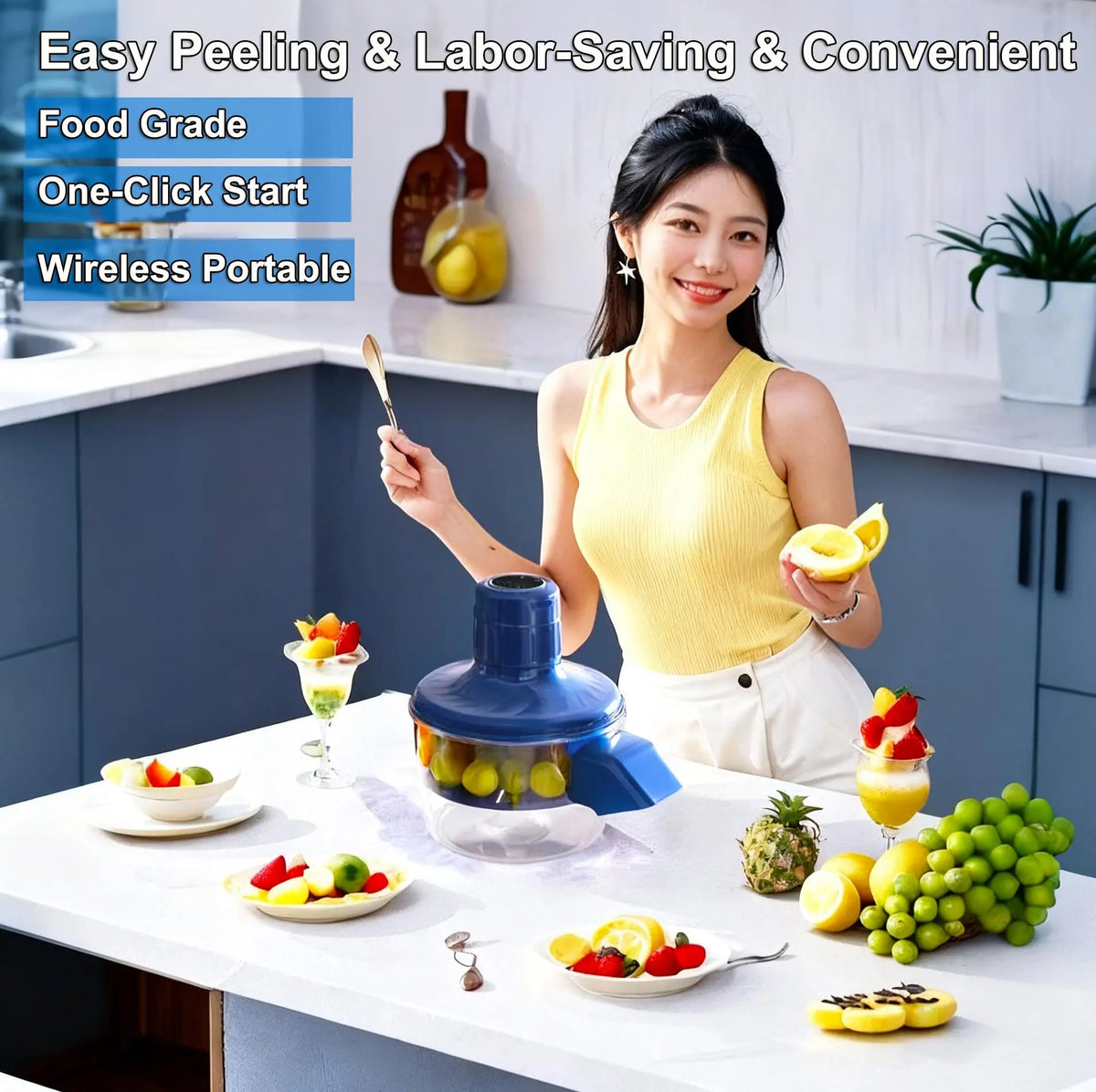 Automatic Electric Fruit Peeler Intelligent Peeling Machine Portable Wireless Grape/tomato/Garlic Peeler for Home Fast Kitchen Beauty World Shop