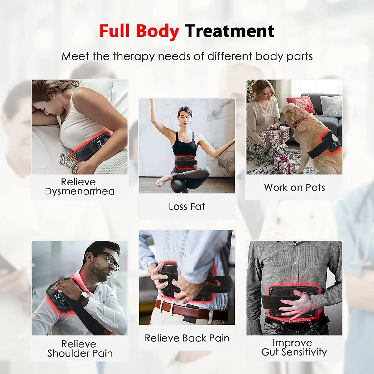 Infrared Light LED Healthcare Belt Waist Red Light Heating Massage Belt Pad Lumbar Back Waist Massager For Muscle Body Relief Beauty World Shop