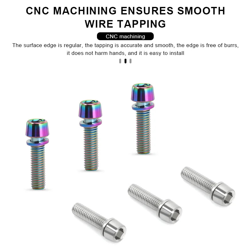 6pcs/set Bicycle Handlebar Screws M5*18MM Titanium-plated Colorful Steel MTB Bike Handle Bar Stem Riser Bottle Holder Bolts Beauty World Shop