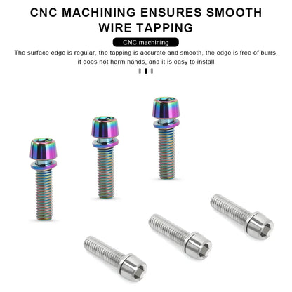 6pcs/set Bicycle Handlebar Screws M5*18MM Titanium-plated Colorful Steel MTB Bike Handle Bar Stem Riser Bottle Holder Bolts Beauty World Shop
