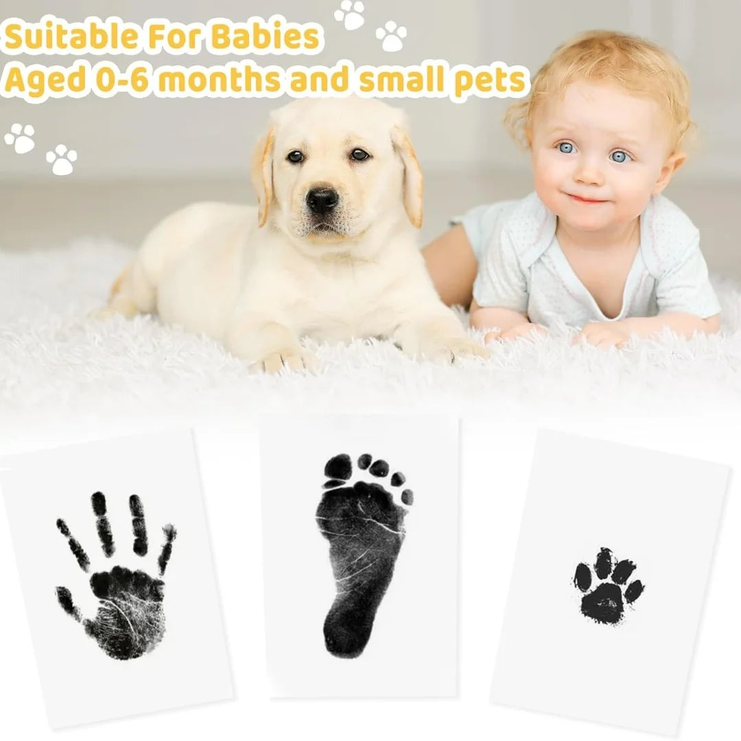 Baby Handprint and Footprint Kit Safe Non-Toxic Ink Pads Clean Inkless Touch Pet Paw Print Ink Kits with Beauty Fashion