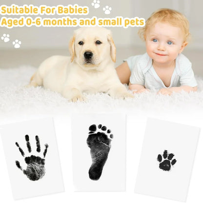 Baby Handprint and Footprint Kit Safe Non-Toxic Ink Pads Clean Inkless Touch Pet Paw Print Ink Kits with Beauty Fashion