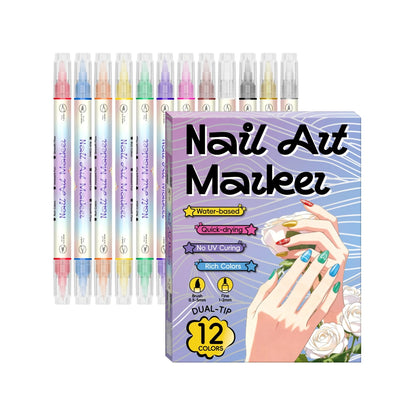 24 Color Double Headed Nail Art Graffiti Pen Acrylic Pen Set, Metallic Dopamine Color Nail Art Graffiti Pen, Pointillism Graffit Beauty World Shop