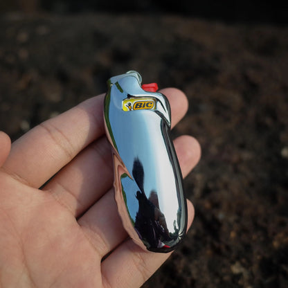 Clearance_Shiny Zinc Alloy Chromed Metal Shell For Small Bic Lighter J5 J25 No Lighter_Continuous updates Beauty World Shop