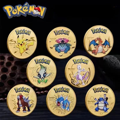 Pokemon commemorative Coin Metal Coins Anime Commemorative Coin Charizard Pikachu Golden Pokemon Cards Round Metal Coin Toy Gift Beauty World Shop