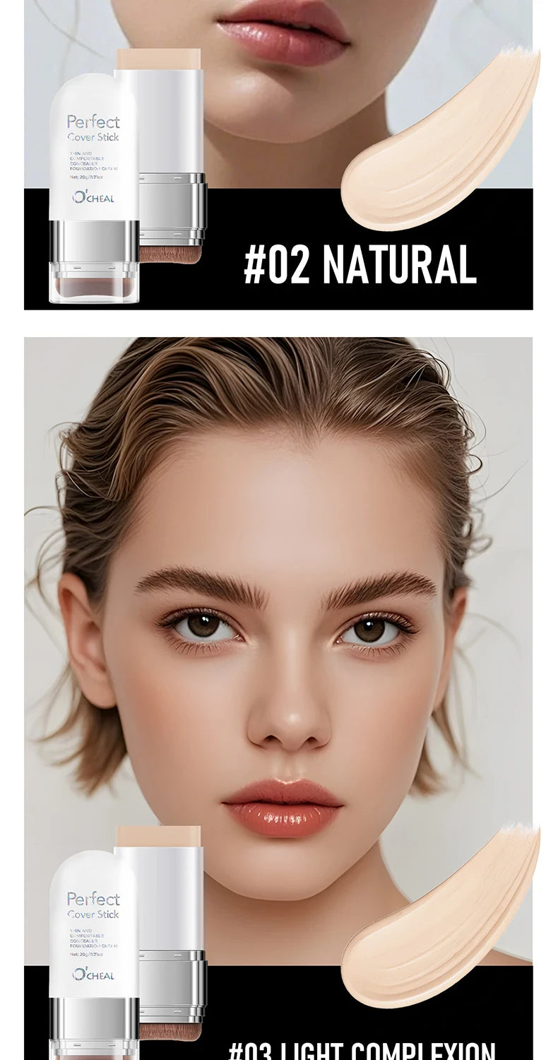 O'CHEAL Perfect Cover Stick Thin And Comfortable Concealer Foundation Cream Stick Instant Natural Waterproof Long-lasting Makeup Beauty World Shop