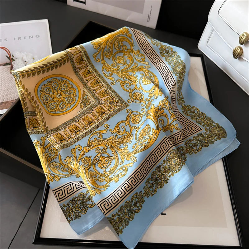 2025 New Fashion Luxury Printed Square Shawl Women 70x70cm Pashmina Silk Scarf Neck Headband Bandana Beauty World Shop