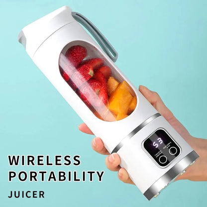 Mini Electric Juicer 450ML Large Capacity with Powerful Motor Digital Display for Crushed Ice Household Rechargeable Juice Cup Beauty World Shop