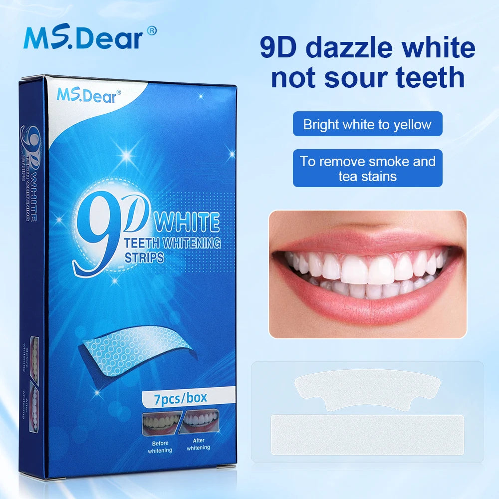 9D Gel White Teeth Cleaning Strips Oral Hygiene Care Double Elastic Teeth Bleaching Strips False Teeth Veneers Tooth Beauty Tool Beauty World Shop