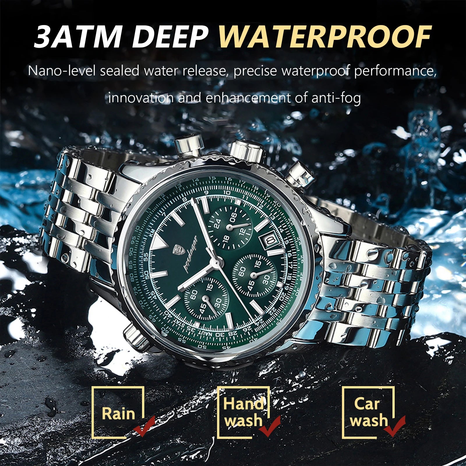 POEDAGAR Luxury Watches For Men Date Chronograph Stainless Steel Man Watch Waterproof Luminous Sport Military Men's Quartz Watch Beauty World Shop