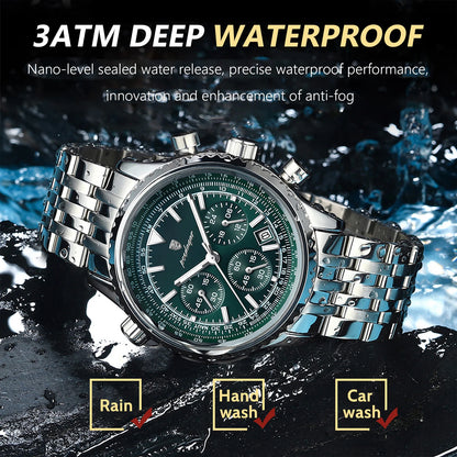 POEDAGAR Luxury Watches For Men Date Chronograph Stainless Steel Man Watch Waterproof Luminous Sport Military Men's Quartz Watch Beauty World Shop