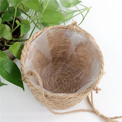 Garden Hanging Planter Macrame Plant Storage Basket Jute Rope Woven Indoor Outdoor Flower Pot Holder Plant Hangers Home Decor Beauty Trend Shop