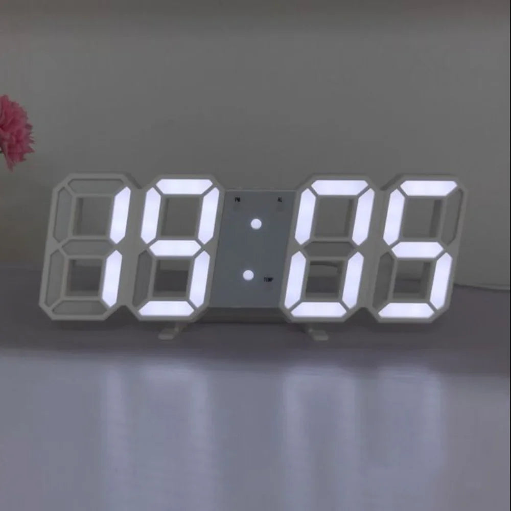 Wall Clock Digital Alarm Modern Kitchen Electronic Smart 3D USB Power Supply LED Time Date Temperature Display Desktop Bedroom Beauty World Shop