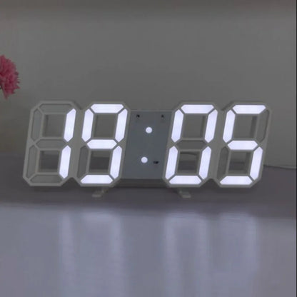 Wall Clock Digital Alarm Modern Kitchen Electronic Smart 3D USB Power Supply LED Time Date Temperature Display Desktop Bedroom Beauty World Shop