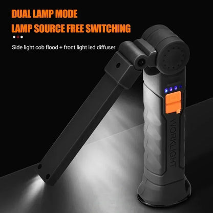 Portable COB LED Flashlight USB Rechargeable Work Light Magnetic Lanterna Hanging Lamp with Built-in Battery Camping Torch Beauty World Shop