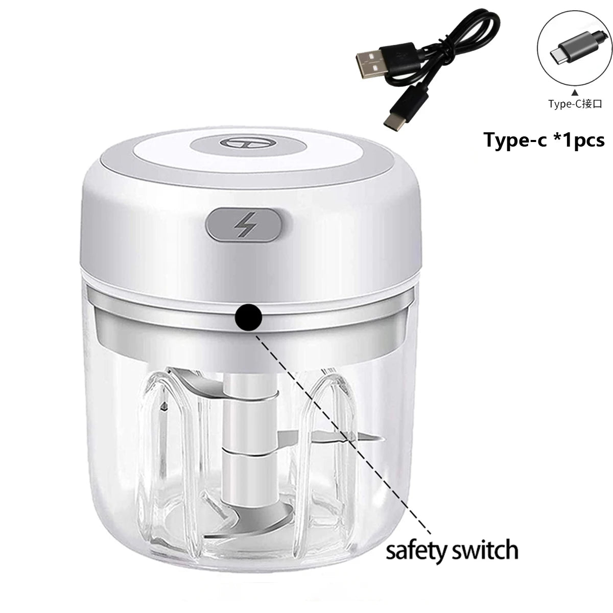 100ml/250ml Electric Mini Garlic Press Chopper - Rechargeable USB Masher with Powerful Lithium Battery, Easy Meat Grinder Beauty World Shop