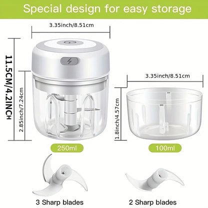 100ml/250ml Electric Mini Garlic Press Chopper - Rechargeable USB Masher with Powerful Lithium Battery, Easy Meat Grinder Beauty World Shop