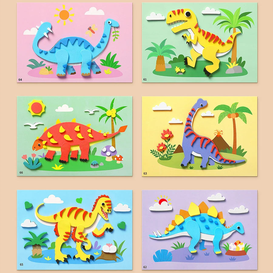 6pcs/set 3D EVA Foam Sticker DIY Cartoon Princess Animal Puzzle for Children Kids Multi-patterns Styles Toys for Children Gift Beauty World Shop