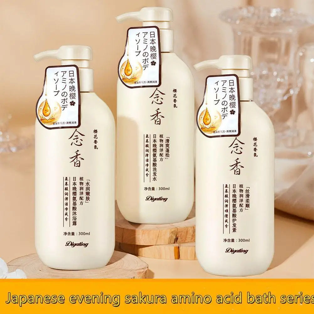300ml Amino acid fragrant Japanese evening shampoo hair conditioner conditioner and Se hair shampoo bath lotion sham I6H9 Beauty World Shop