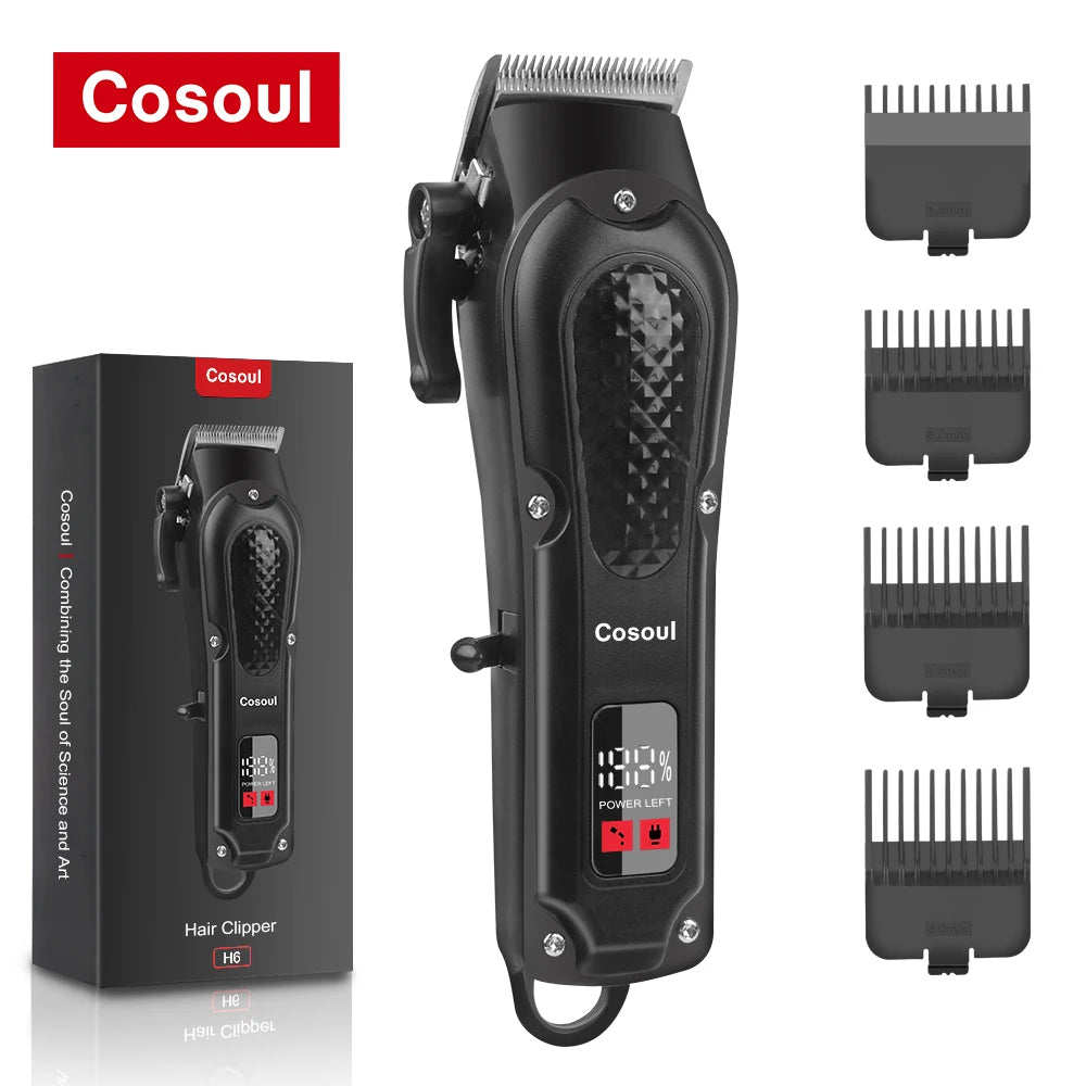 Cosoul Hair Clipper Compact Size Hair Trimmer Electric Beard Trimmer LED Display Hair Length Adjustable Big Capacity Battery Beauty World Shop