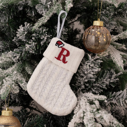 1PC A-Z Letter Hanging Christmas Stockings Knitted Socks  Christmas Tree Hanging for Family Party Decoration Beauty World Shop