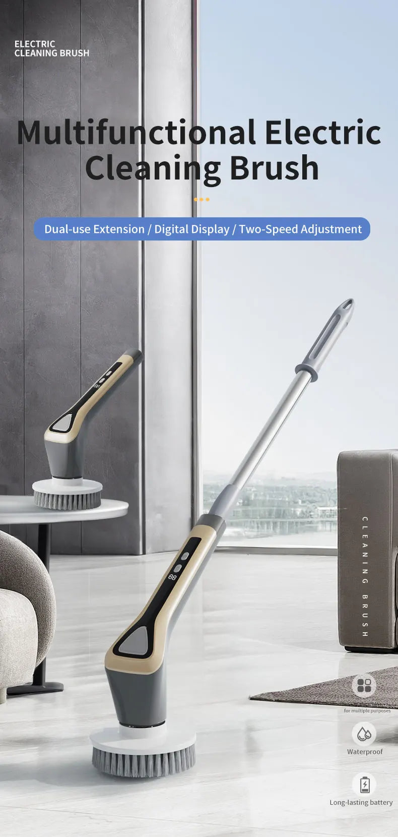 Electric Cleaning Brush Cordless Handheld Shower Scrubber Spin Cleaner Multifunctional Cleaner with 7PCS Heads Bathroom Kitchen