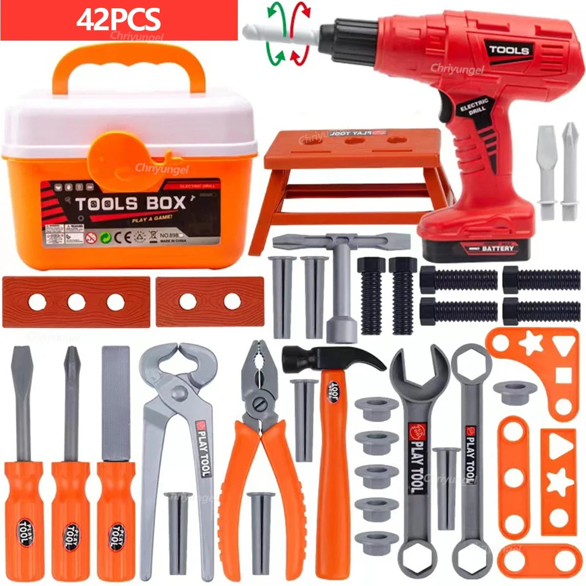 Kids Pretend Tools Kit 38/41/42 PCS Role Play Repair Construction Tool Kit Educational Learning Toys for ToddlersBoys Girls Gift Beauty Fashion