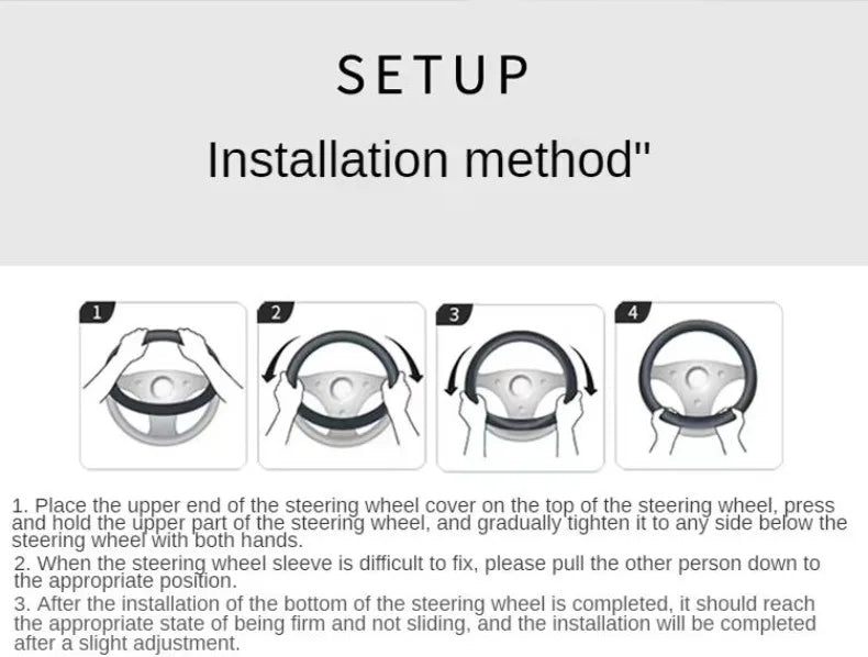 All Seasons Leather Diamond Steering Wheel Cover Universal Fit for 14 .5-15 Inch Durable Leather Cover Anti-Slip Veins Design Beauty World Shop